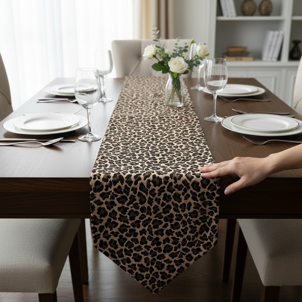 Table Runner Leopard Tapestry Animal Print Long - Picture 4 of 7